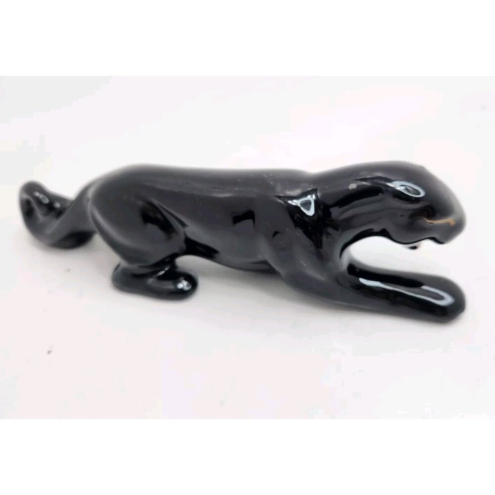 Antique Mid Century Modern Black Panther Mini Figure Decor‎ Made In Japan 6 3/4"